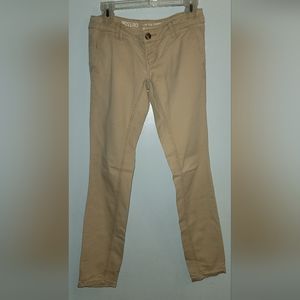 Beige low rise skinny slacks pants khakis side pockets lightweight